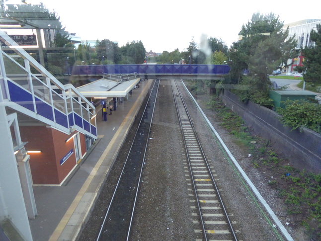 Salford Crescent looking north from footbridge