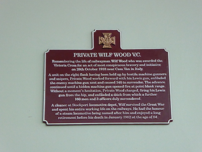 Stockport plaque commemorating Private Wilf Wood VC