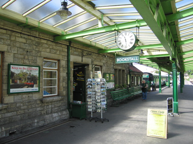 Swanage bookstall and station clock