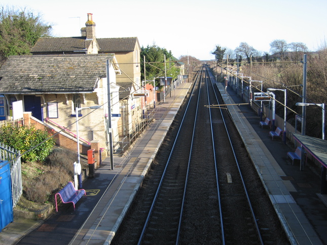 Looking east from Ashwell
and Morden footbridge