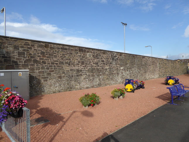 Lockerbie planters in shape of
trains