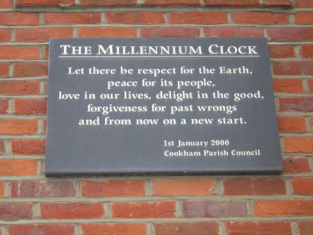 Plaque noting Cookham station clock